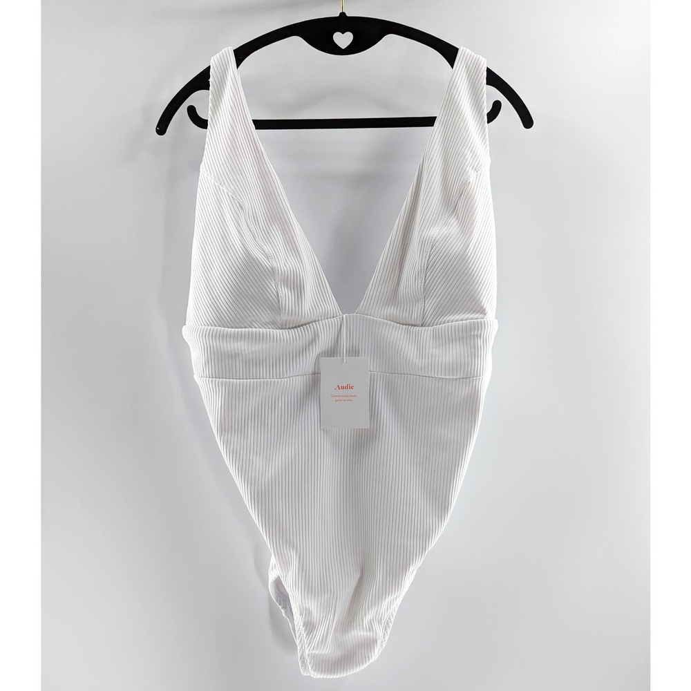 Andie Swim White Ribbed One Piece Swimsuit Sardinia